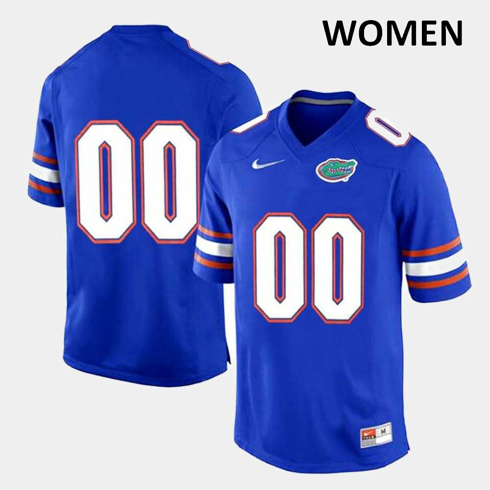 Women's NCAA Florida Gators Customize #00 Stitched Authentic Nike Royal Blue Limited College Football Jersey PLB7065BX